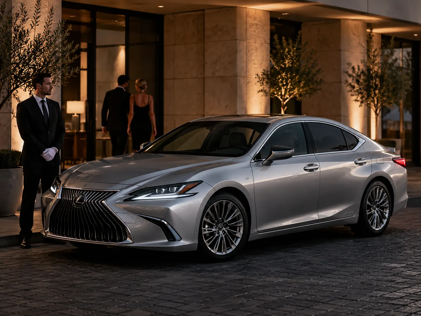 2025 Lexus ES 300h sedan prepared for an event transfer