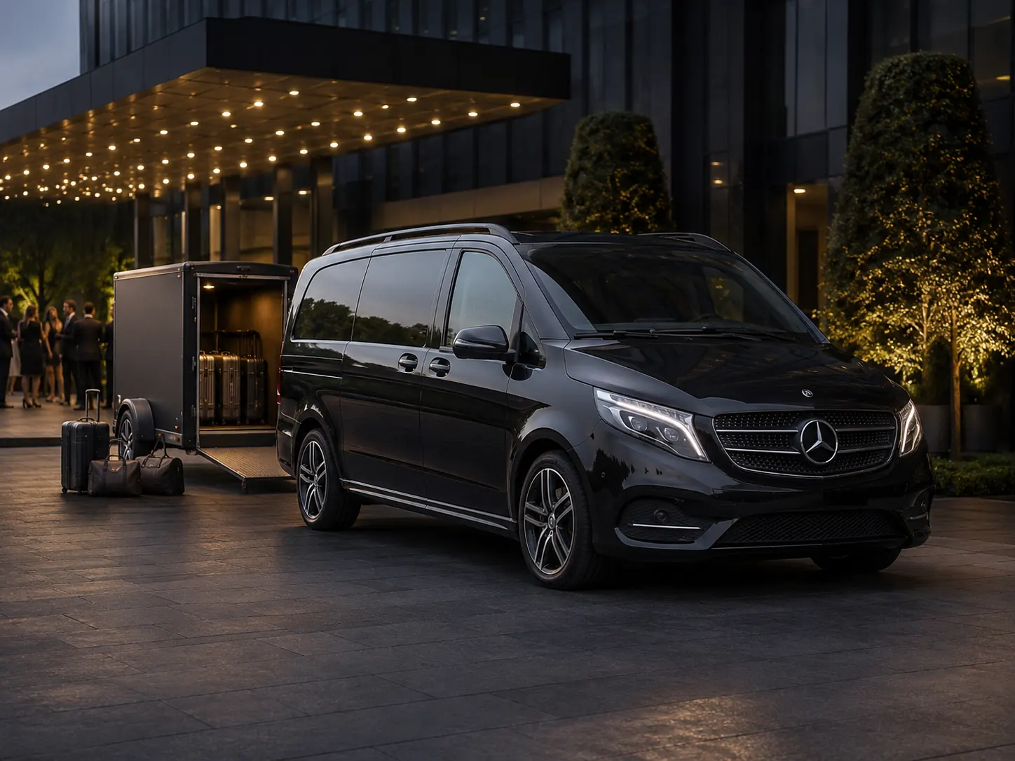 Mercedes-Benz V-Class configured with a luggage trailer