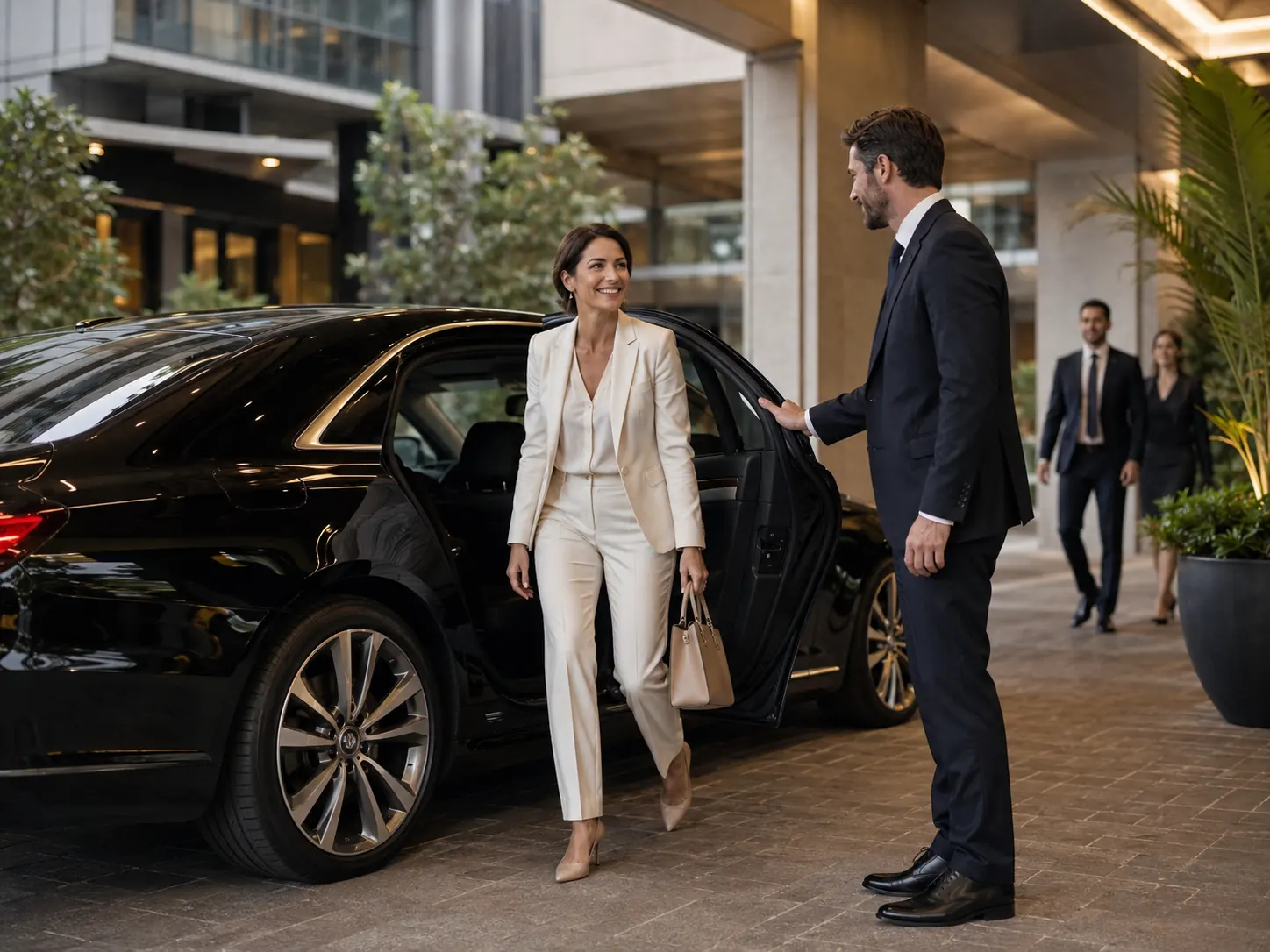 Guest speaker entering a conference venue